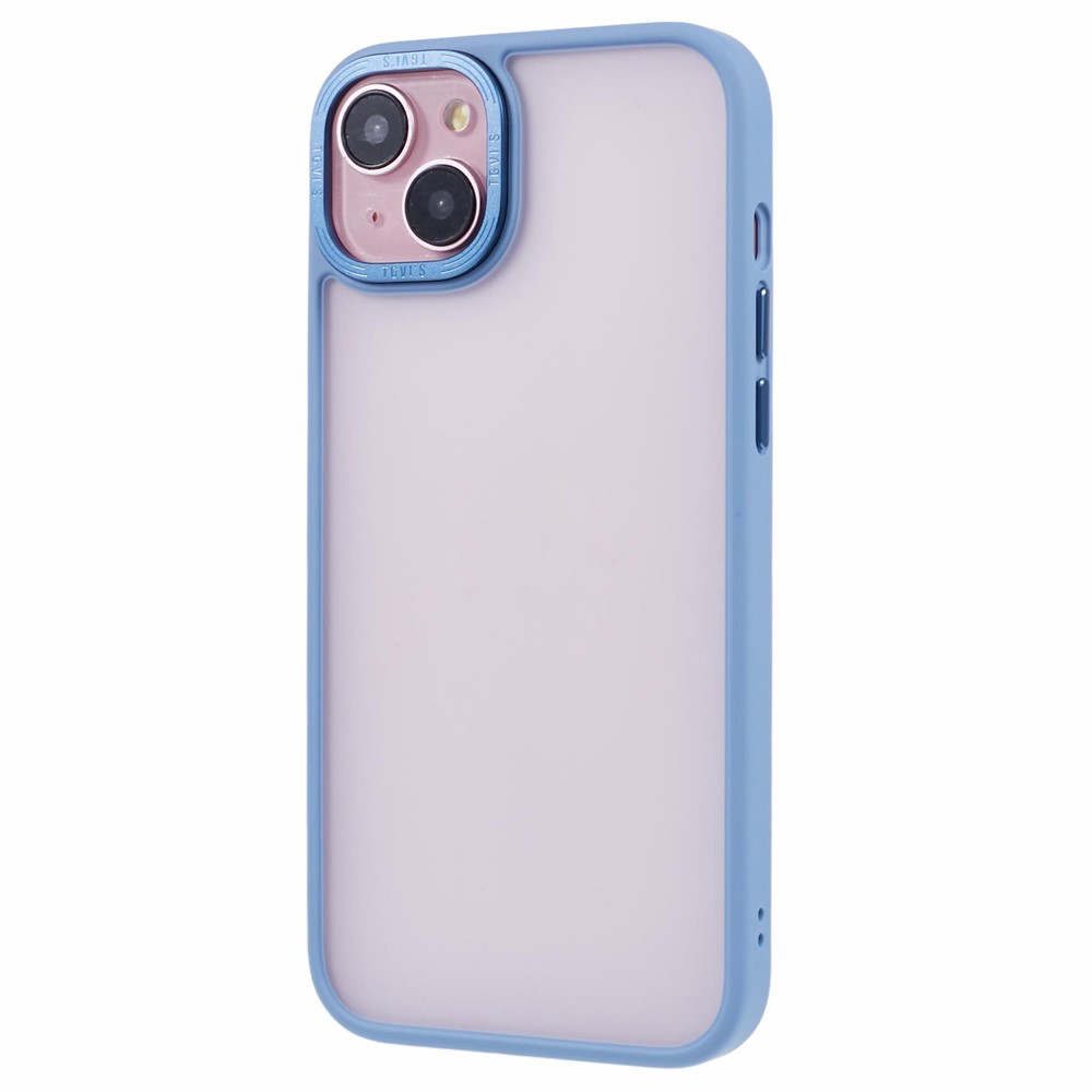 TGVI'S Vibrant Series For iPhone 14 Plus Phone Case Bump Proof PC+TPU Metal Camera Ring Shell - Sky Blue