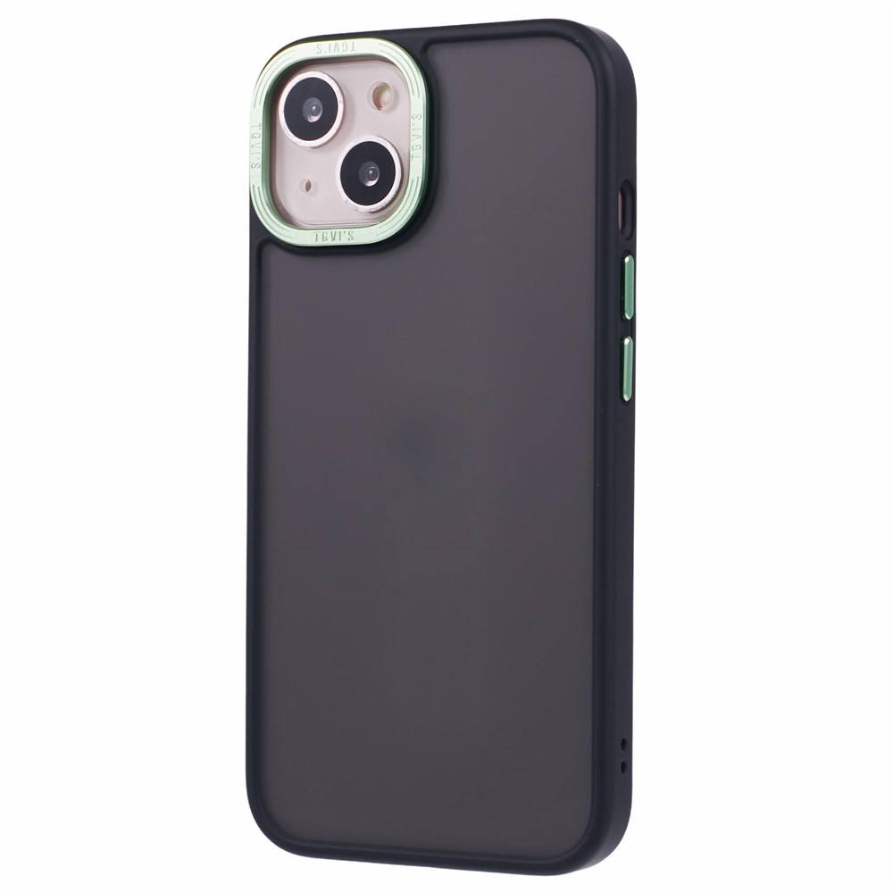 TGVI'S Vibrant Series For iPhone 14 Plus Phone Case Bump Proof PC+TPU Metal Camera Ring Shell - Black