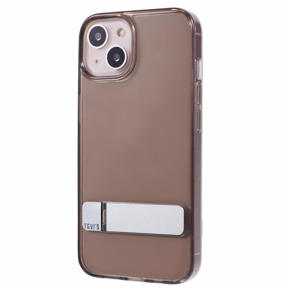 TGVI'S For iPhone 14 Plus Case TPU+PC Scratch-proof Phone Cover with Hidden Kickstand - Cold Brown