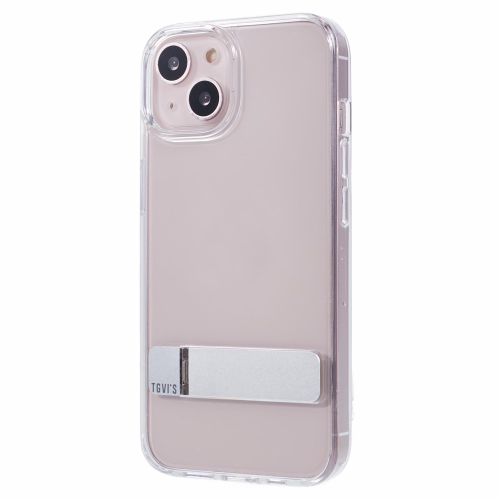 TGVI'S For iPhone 14 Plus Case TPU+PC Scratch-proof Phone Cover with Hidden Kickstand - Transparent
