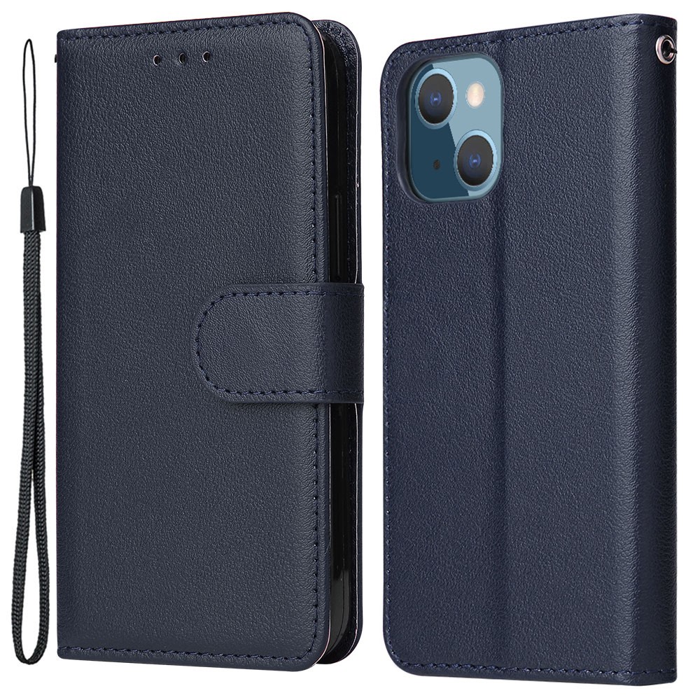 For iPhone 13 mini Case PU Leather Phone Cover with Card Slots Wallet - Blue