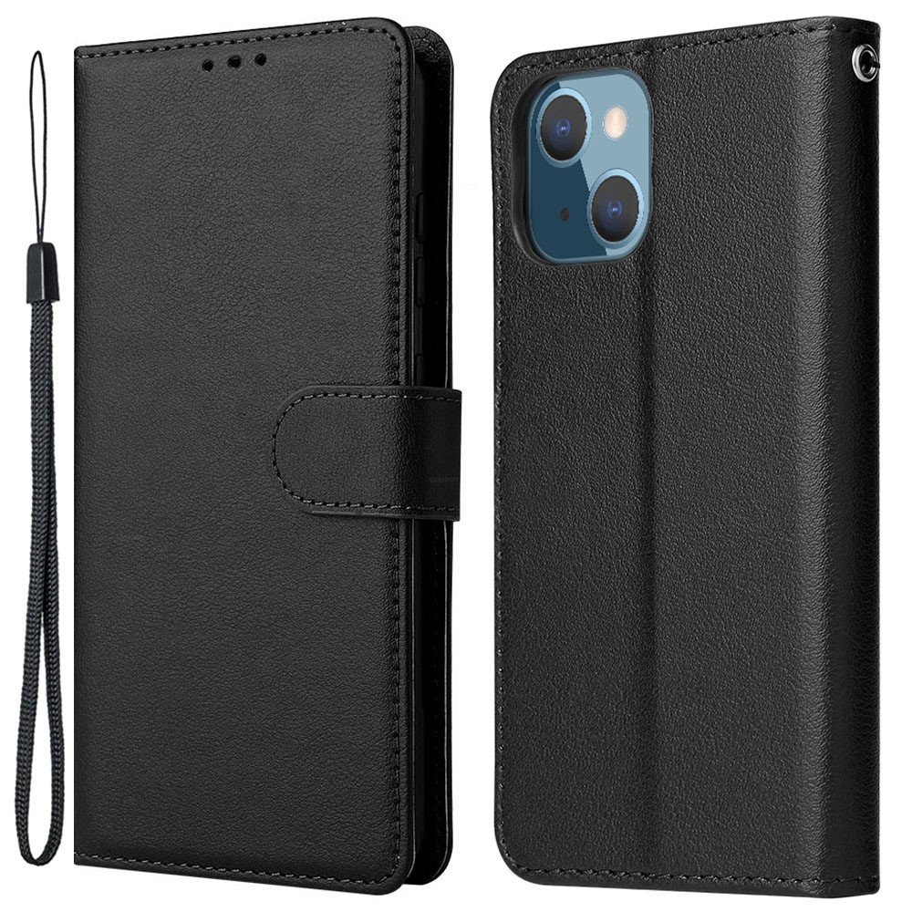 For iPhone 13 mini Case PU Leather Phone Cover with Card Slots Wallet - Black