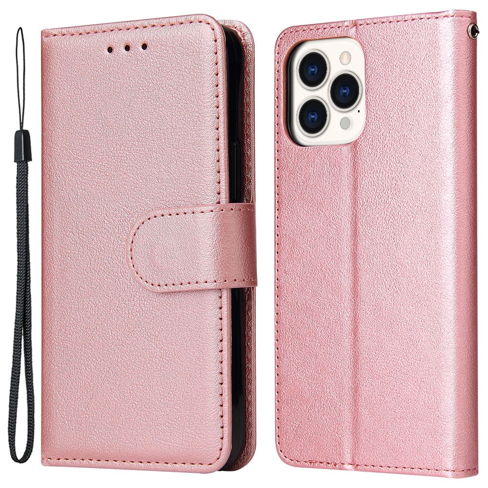 For iPhone 13 Pro Case Wallet PU Leather Flip Protective Phone Cover - Rose Gold