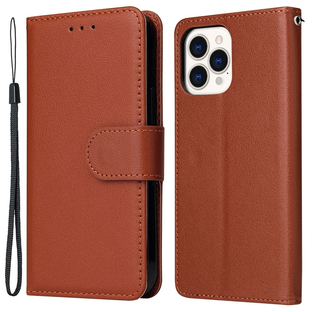 For iPhone 13 Pro Case Wallet PU Leather Flip Protective Phone Cover - Brown