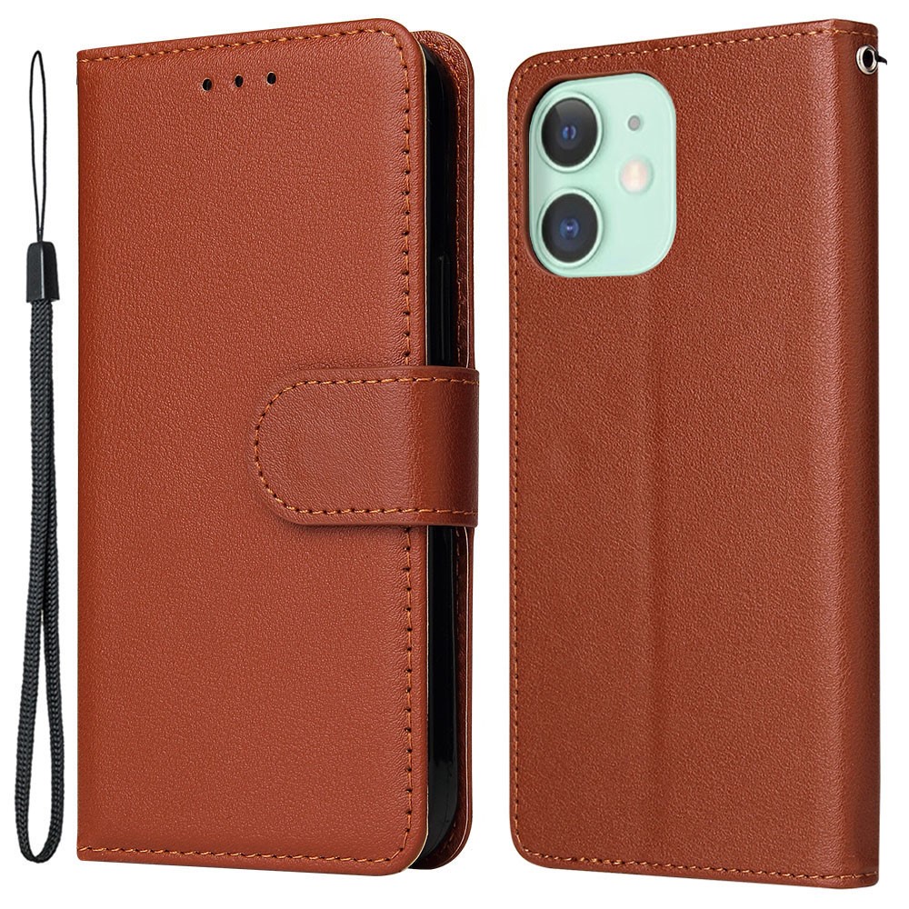 For iPhone 11 Case PU Leather+Shockproof TPU Wallet Phone Cover - Brown
