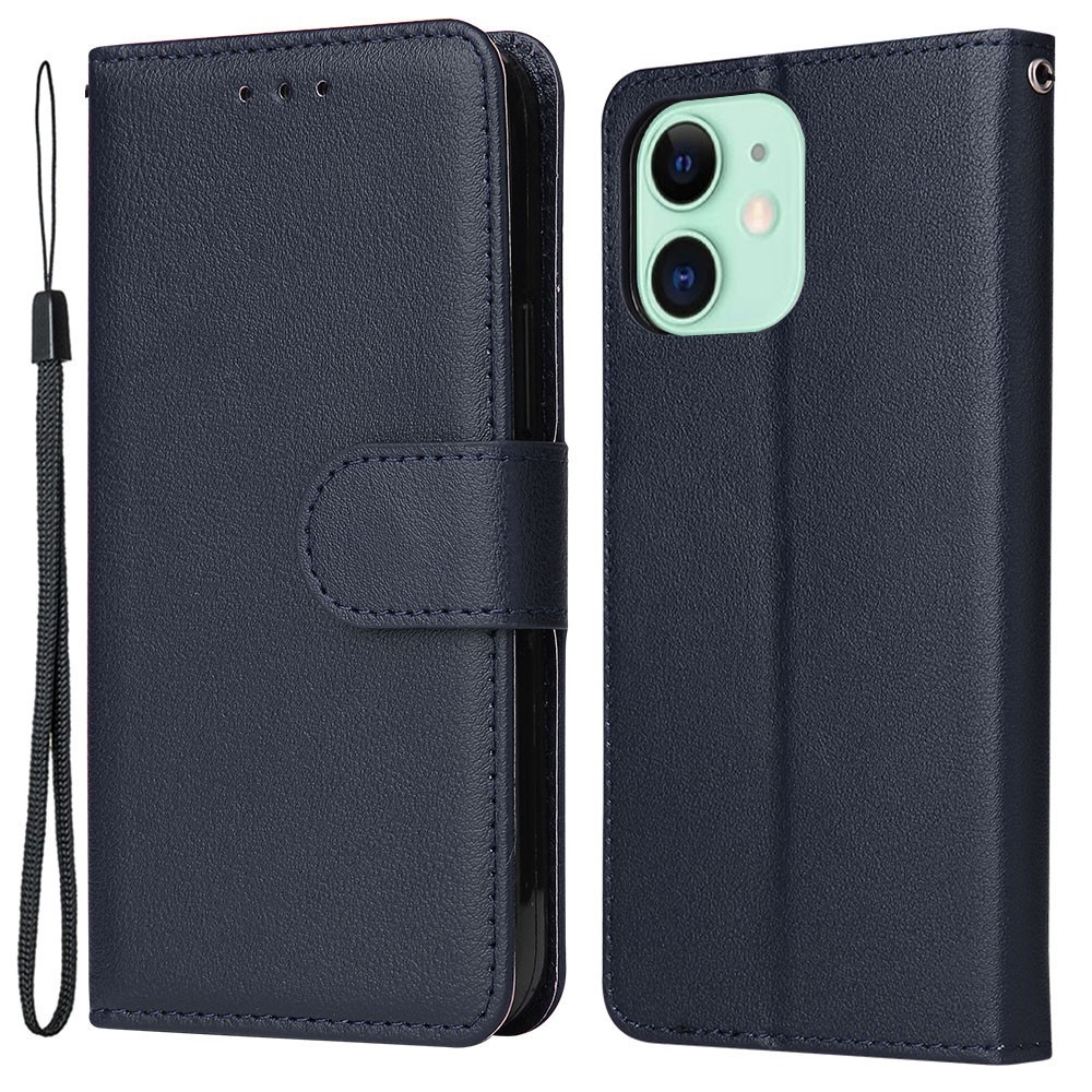 For iPhone 11 Case PU Leather+Shockproof TPU Wallet Phone Cover - Blue