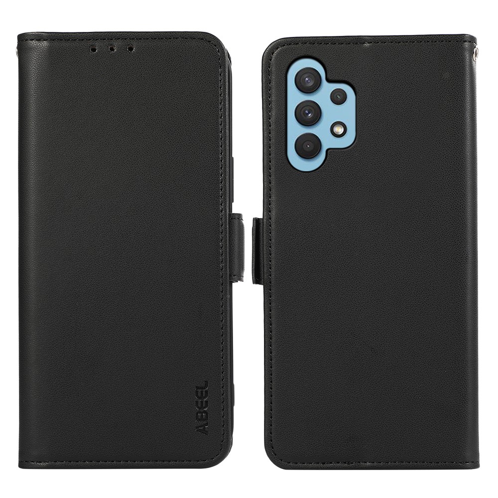 ABEEL For Samsung Galaxy A32 4G (EU Version) RFID Blocking Wallet Leather Case Phone Shell - Black