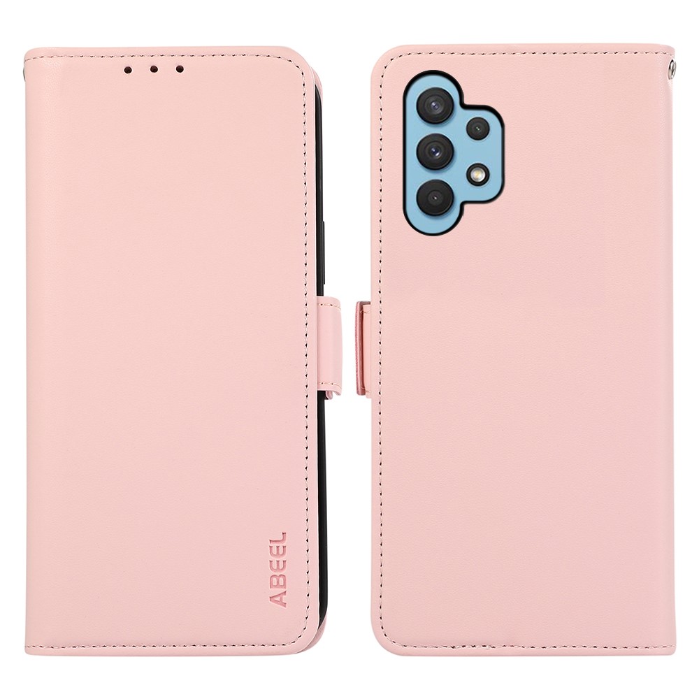 ABEEL For Samsung Galaxy A32 4G (EU Version) RFID Blocking Wallet Leather Case Phone Shell - Pink