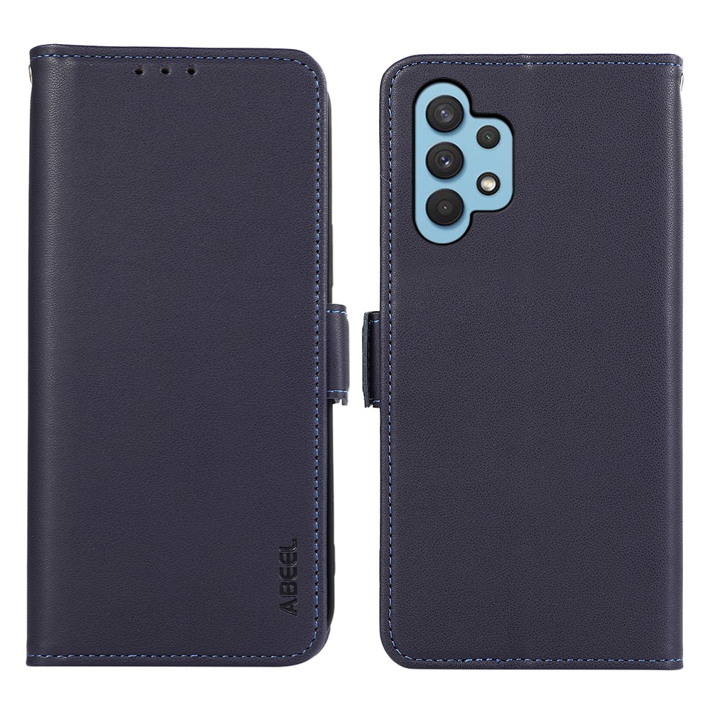 ABEEL For Samsung Galaxy A32 4G (EU Version) RFID Blocking Wallet Leather Case Phone Shell - Blue