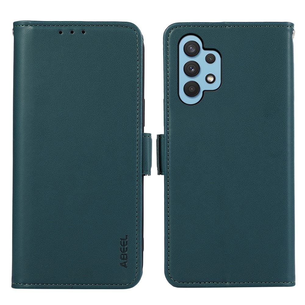 ABEEL For Samsung Galaxy A32 4G (EU Version) RFID Blocking Wallet Leather Case Phone Shell - Green