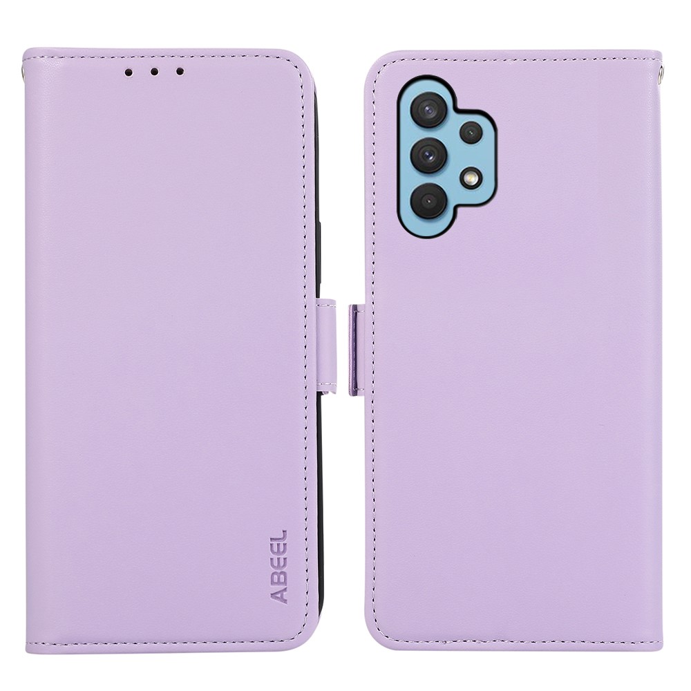 ABEEL For Samsung Galaxy A32 4G (EU Version) RFID Blocking Wallet Leather Case Phone Shell - Purple