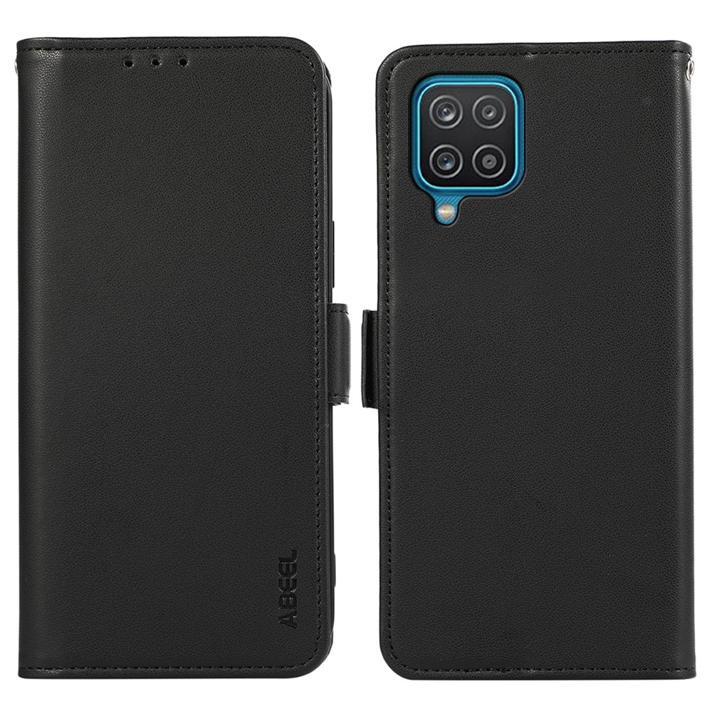 ABEEL For Samsung Galaxy A12 Case Wallet Leather Protective Phone Cover RFID Blocking - Black
