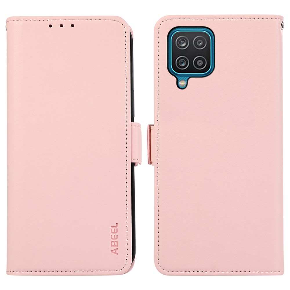 ABEEL For Samsung Galaxy A12 Case Wallet Leather Protective Phone Cover RFID Blocking - Pink