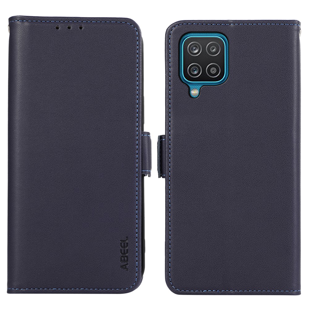 ABEEL For Samsung Galaxy A12 Case Wallet Leather Protective Phone Cover RFID Blocking - Blue