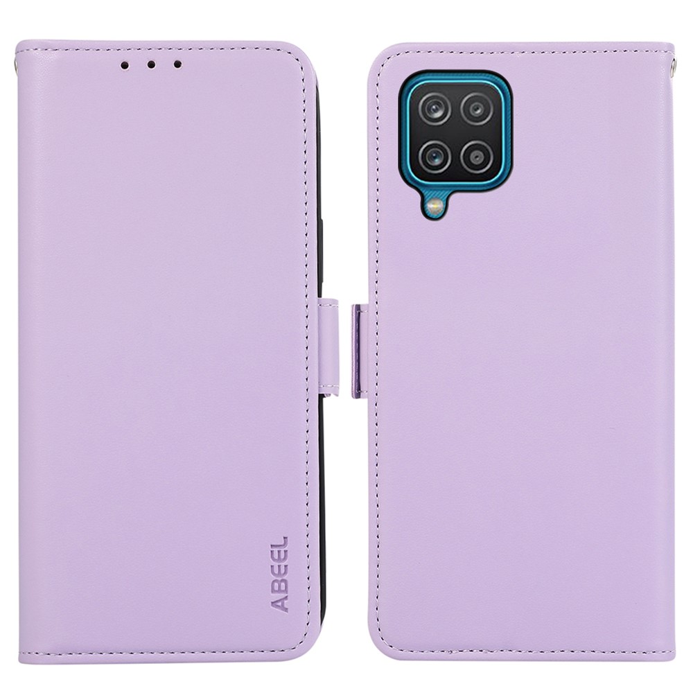 ABEEL For Samsung Galaxy A12 Case Wallet Leather Protective Phone Cover RFID Blocking - Purple