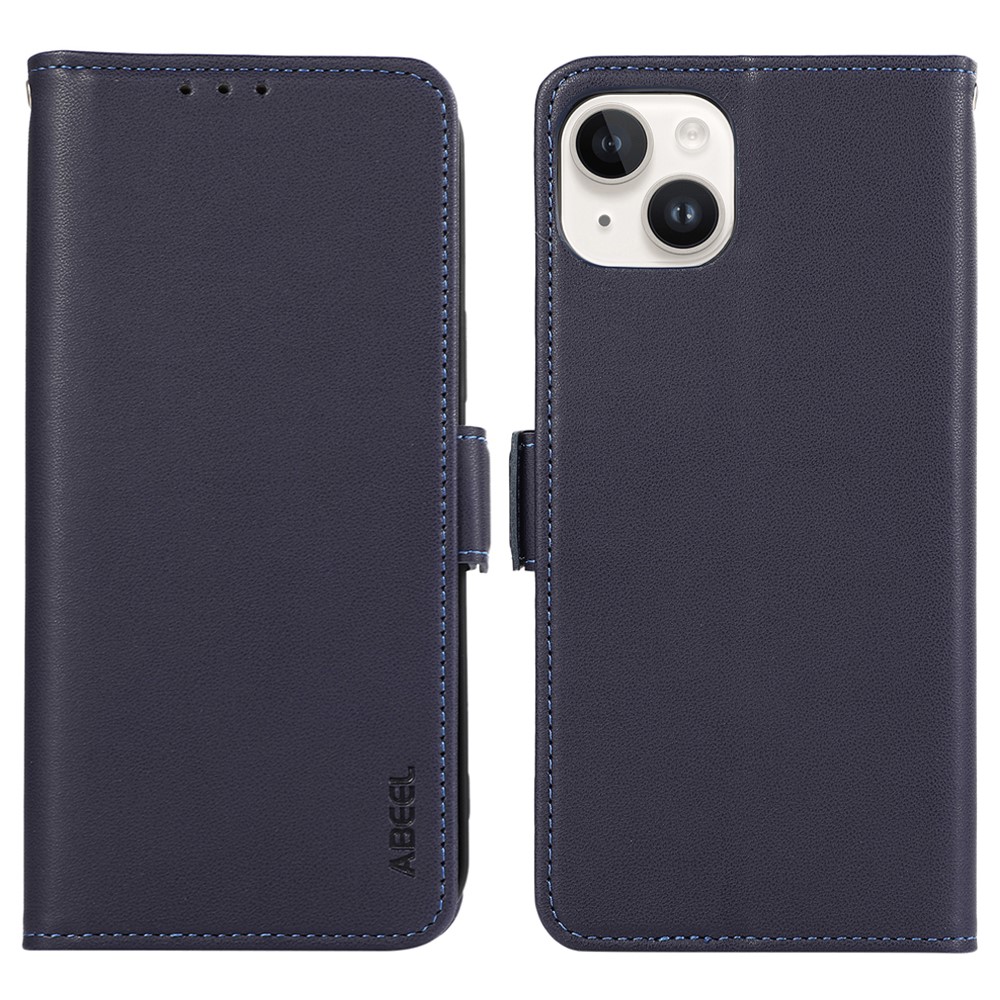 ABEEL For iPhone 14 Plus Case Flip Wallet Leather Phone Cover with RFID Blocking - Blue