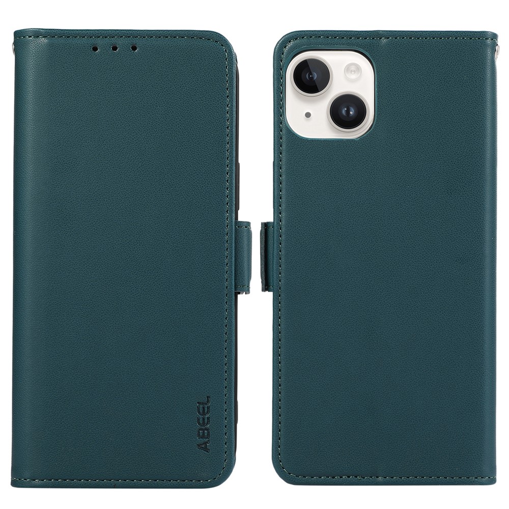 ABEEL For iPhone 14 Plus Case Flip Wallet Leather Phone Cover with RFID Blocking - Green