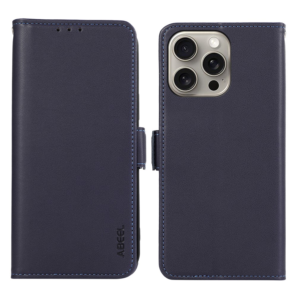 ABEEL For iPhone 12 / 12 Pro Case RFID Blocking Flip Folio Leather Cell Phone Cover - Blue