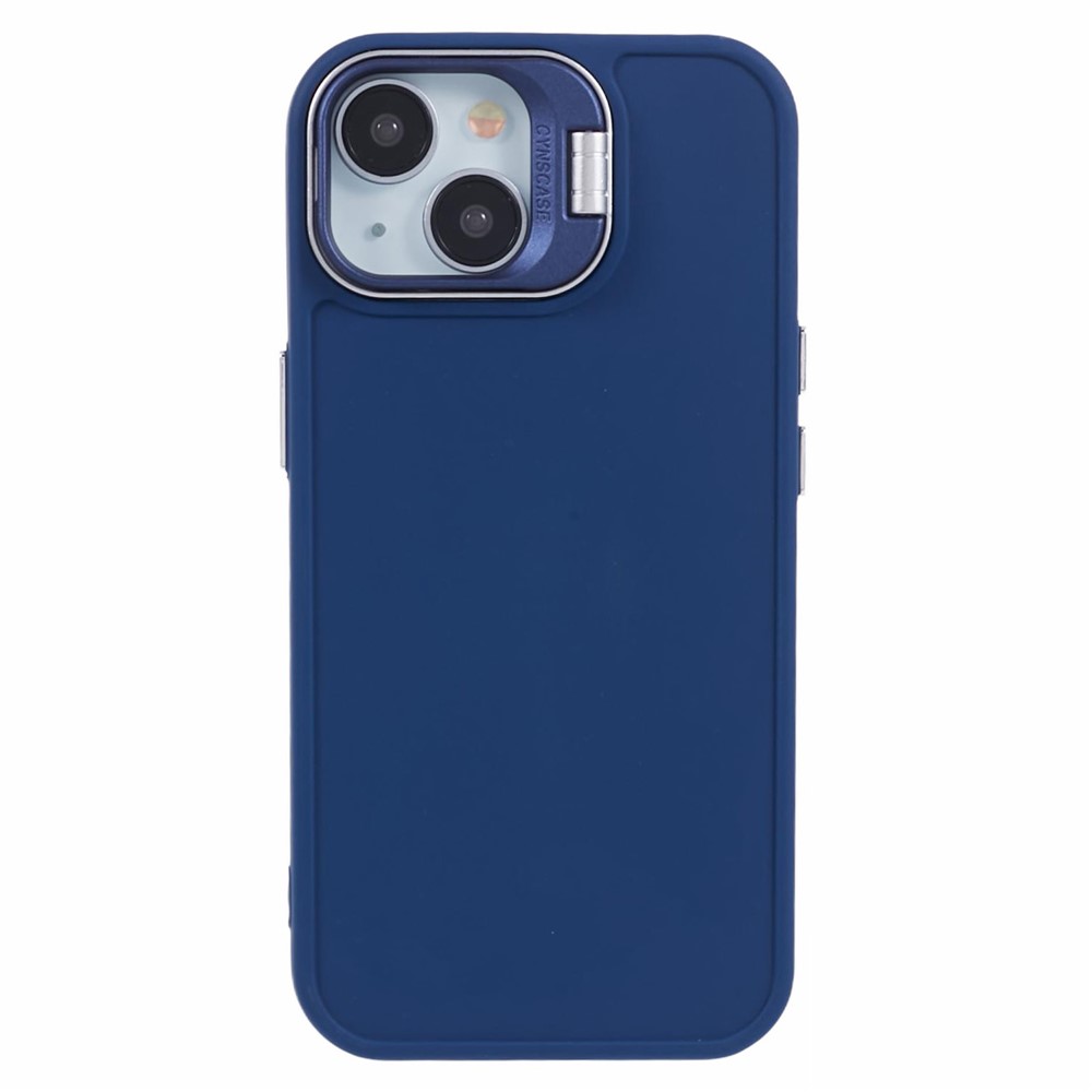 QH Series for iPhone 15 Plus Case Protective Silicone Phone Cover with Lens Kickstand - Sapphire
