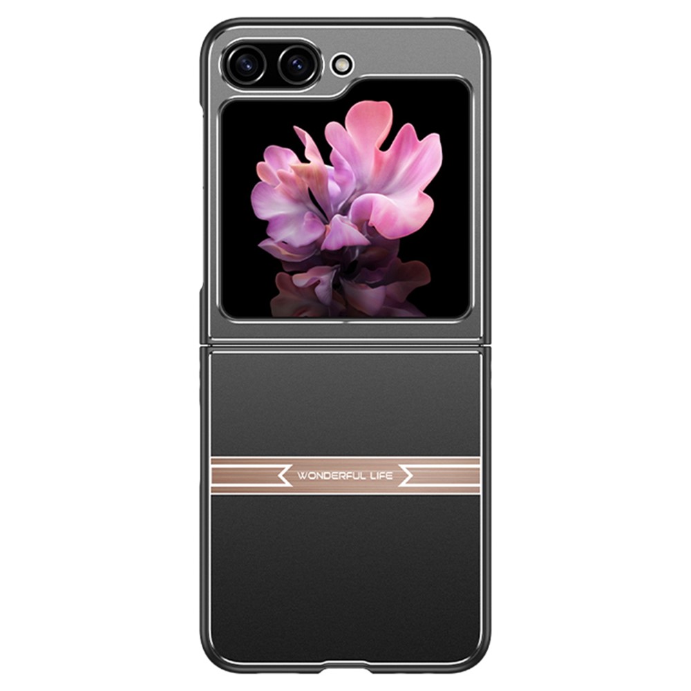 For Samsung Galaxy Z Flip 5G Case Metal+PC+TPU Matte Smartphone Cover - Black+Rose Gold