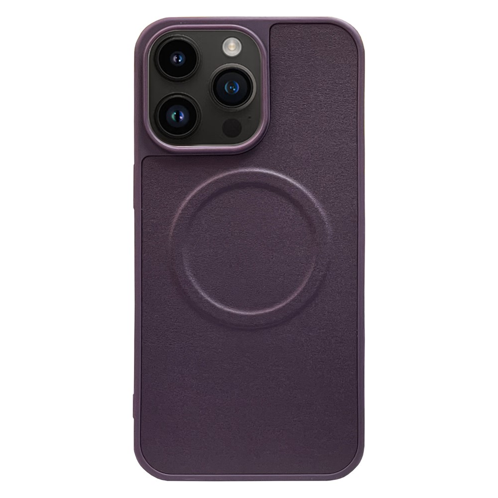 For iPhone 13 Pro Case Compatible with MagSafe Anti-Drop PU+TPU Phone Cover - Purple