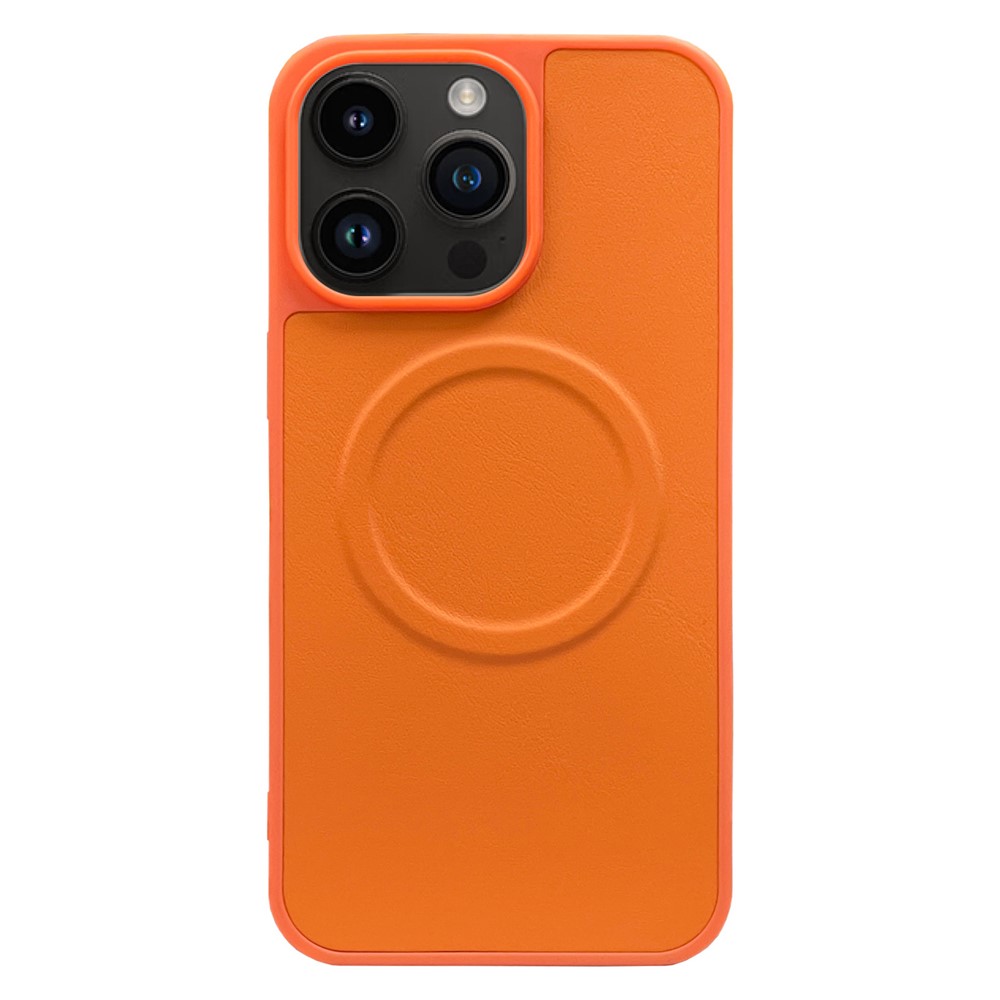 For iPhone 13 Pro Case Compatible with MagSafe Anti-Drop PU+TPU Phone Cover - Orange