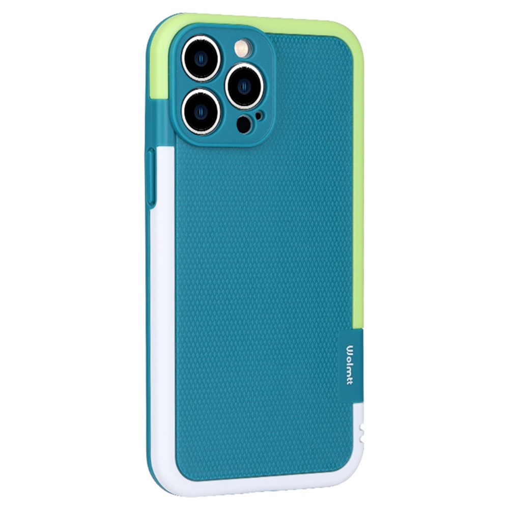 WOLMTT For iPhone 13 Pro Max 6.7 inch Case Dual Color Frame Drop Resistant PC+TPU Phone Cover - Green