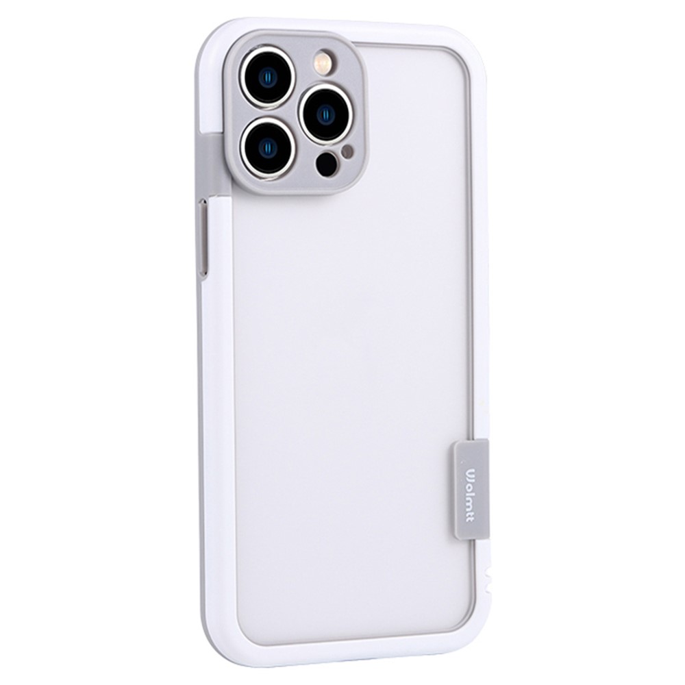 WOLMTT For iPhone 13 Pro Max 6.7 inch Case Dual Color Frame PC+TPU Anti-scratch Phone Cover - White+White