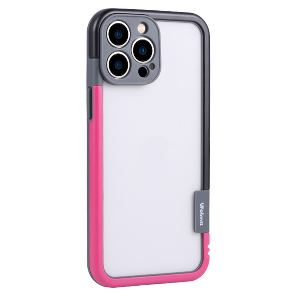 WOLMTT For iPhone 13 Pro Max 6.7 inch Case Dual Color Frame PC+TPU Anti-scratch Phone Cover - Rose+Grey