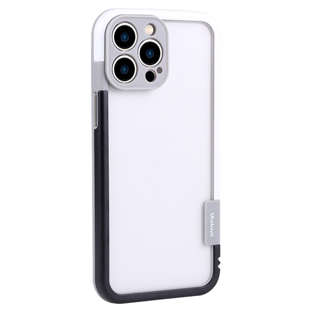 WOLMTT For iPhone 13 Pro Cell Phone Cases Dual Color Frame PC+TPU Back Cover - Black+White