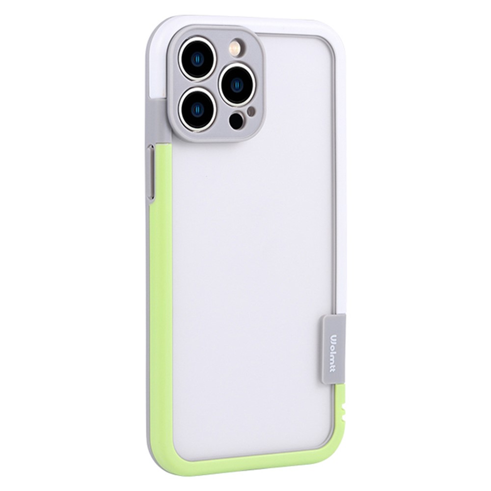 WOLMTT For iPhone 13 Pro Cell Phone Cases Dual Color Frame PC+TPU Back Cover - Yellow+White