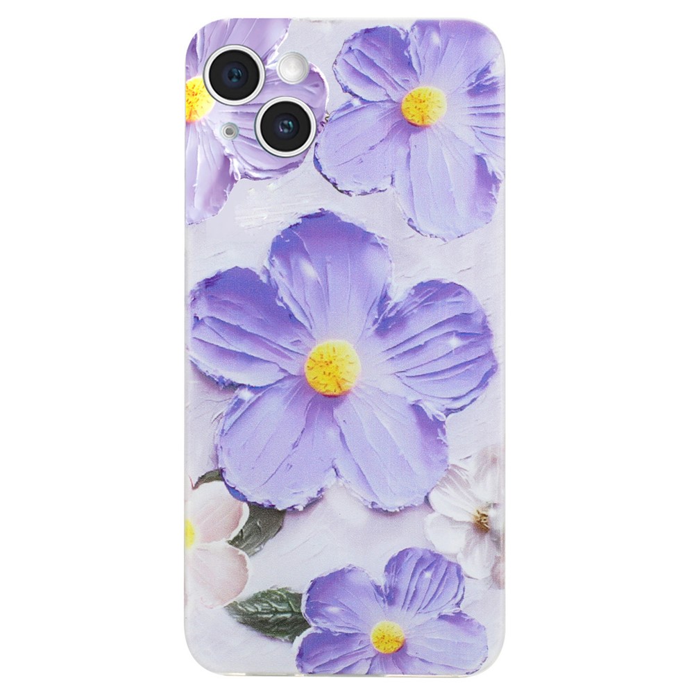 For iPhone 14 Plus Case TPU Pattern Printing Phone Guard Cover - Purple Flower
