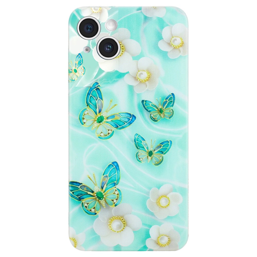 For iPhone 14 Plus Case TPU Pattern Printing Phone Guard Cover - Butterfly and Flower
