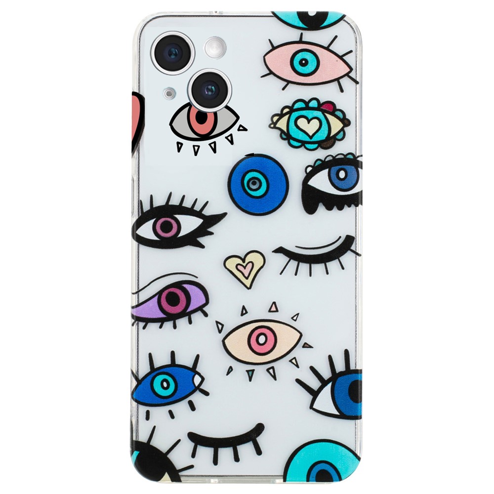 For iPhone 14 Plus Case TPU Pattern Printing Phone Guard Cover - Monster Eyes