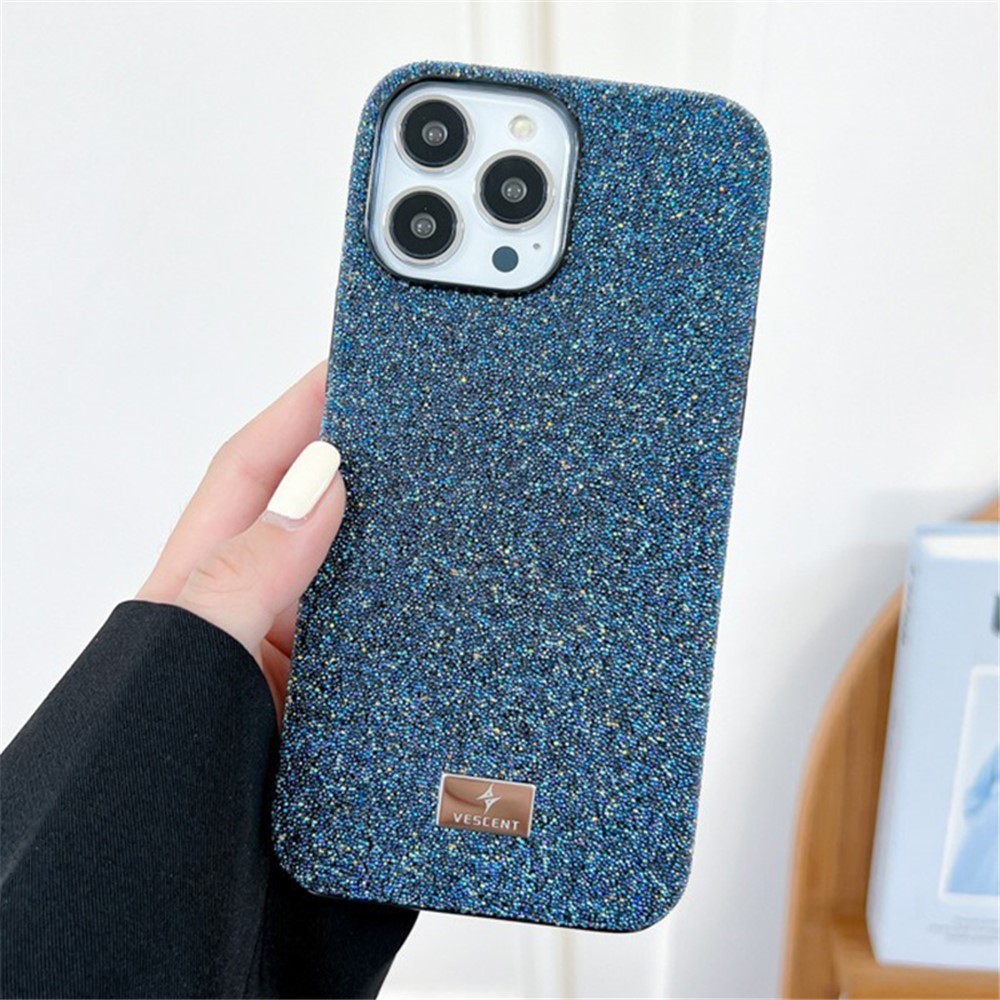 VESCENT For iPhone 13 Pro Max PC+TPU Case Hot Press Molding Glitter Powder Anti-drop Phone Cover - Blue