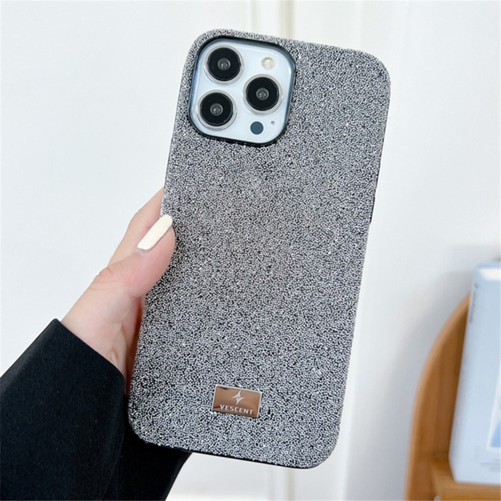 VESCENT For iPhone 13 Pro 6.1 inch Case Glitter TPU+PC Anti-drop Smartphone Back Cover - Black+Silver
