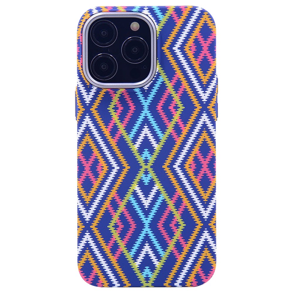 For iPhone 13 Pro Max 6.7 inch Luminous Case PC Magnetic Phone Cover Compatible with MagSafe - Crossed Colorful Geometry