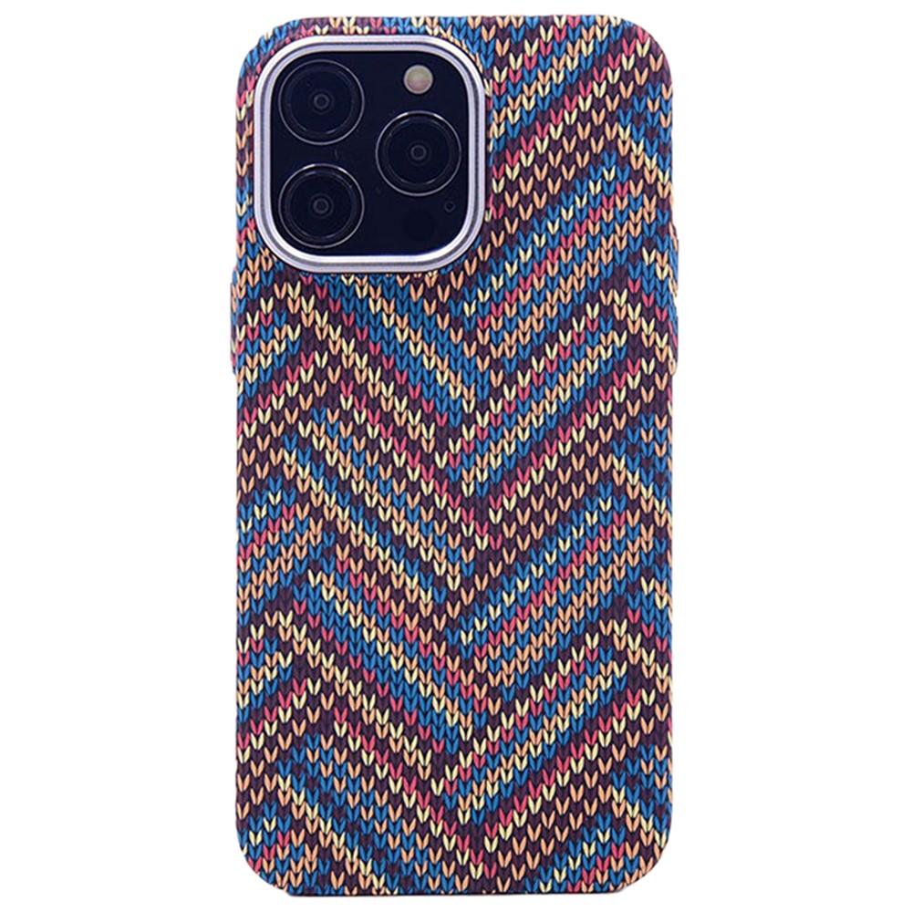For iPhone 13 Pro 6.1 inch Case PC Luminous Phone Protective Cover Compatible with MagSafe - Colorful V Pattern