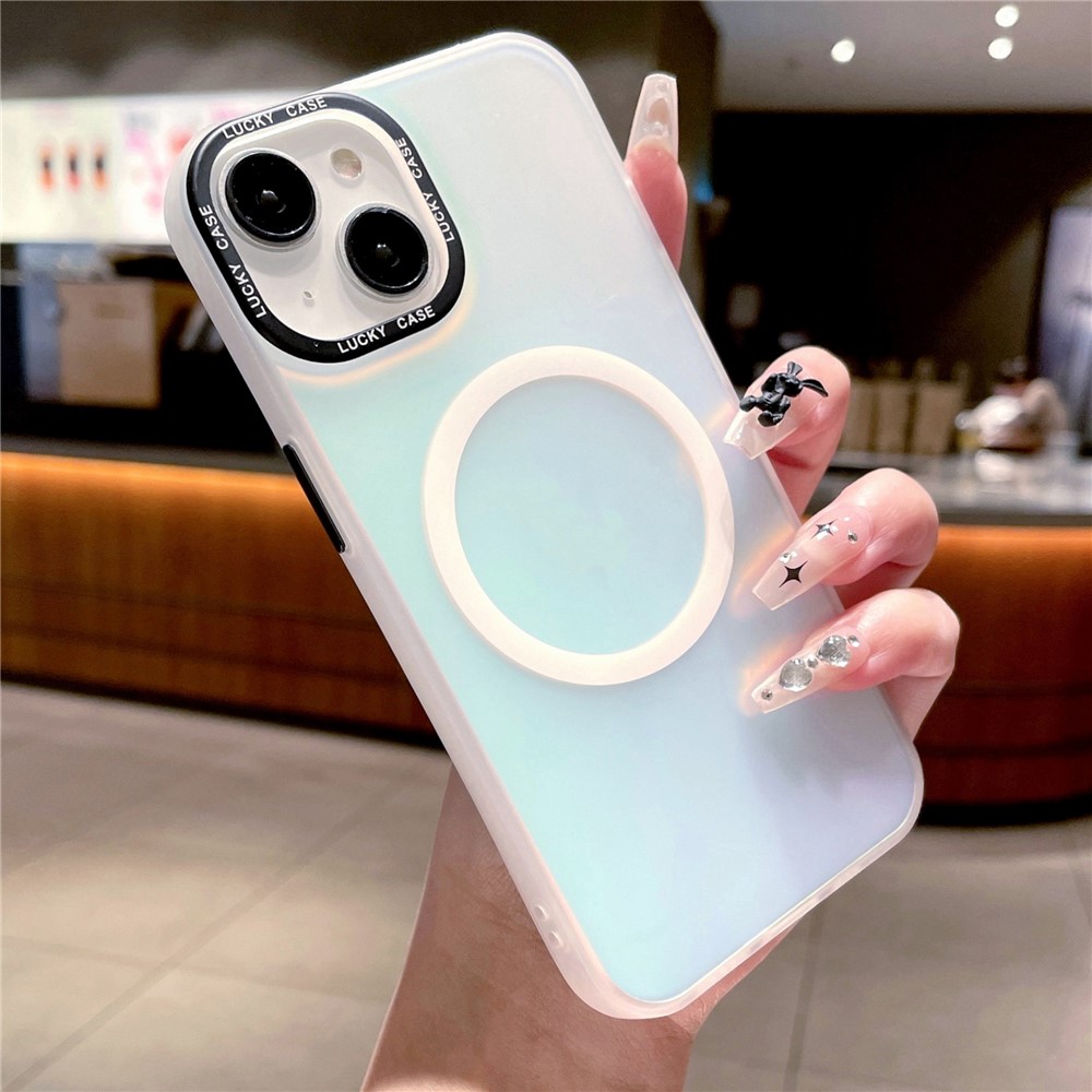 For iPhone 15 Plus Case PC+TPU Magnetic Anti-shock Phone Cover Compatible with MagSafe