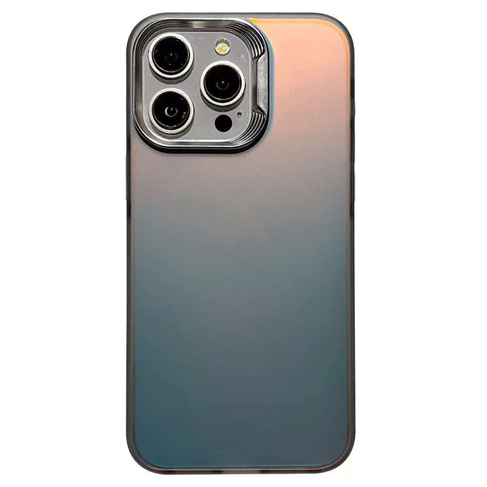 For iPhone 13 Pro Max Case Laser Effect Gradient PC+TPU Phone Cover Electroplating Lens Frame - Grey