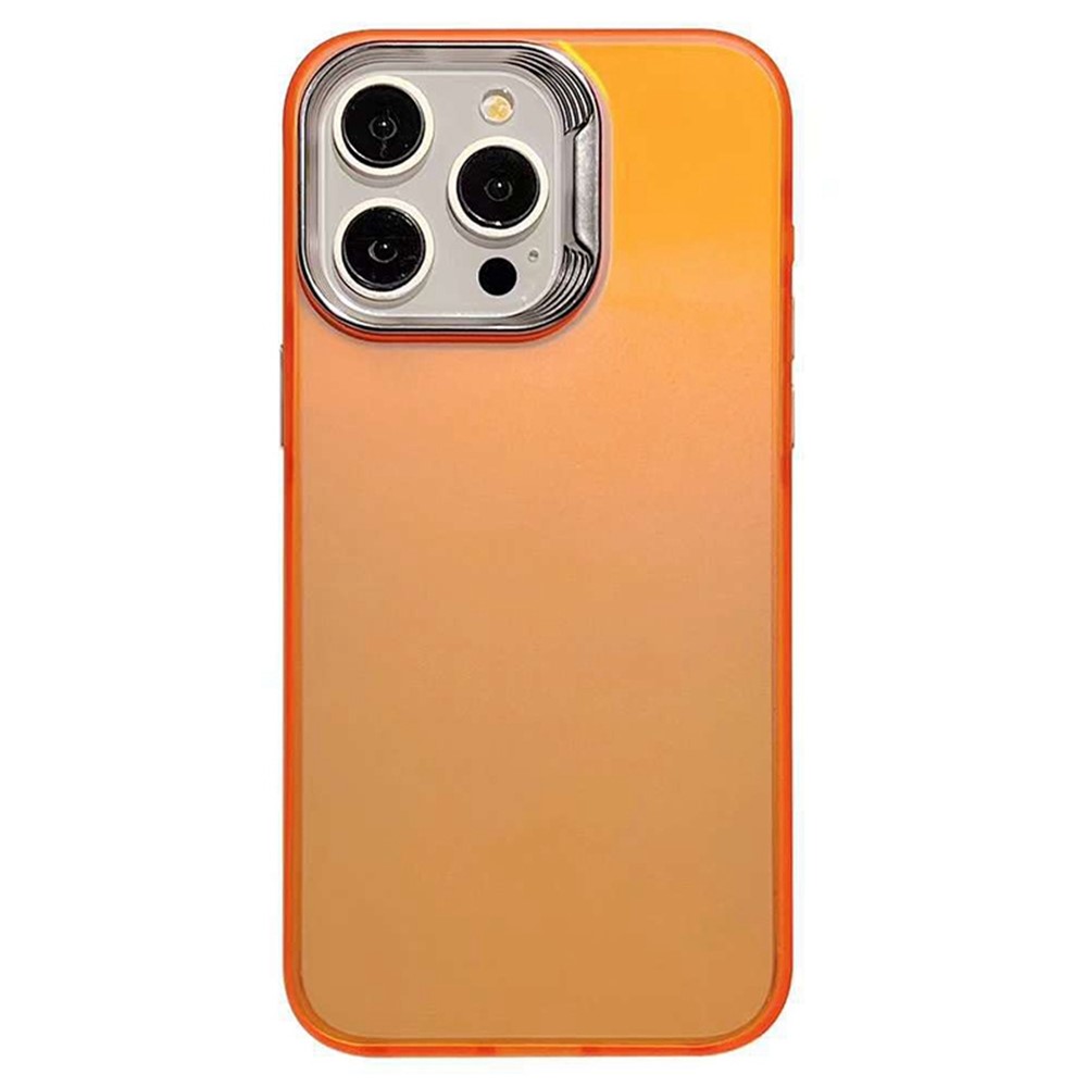 For iPhone 13 Pro Max Case Laser Effect Gradient PC+TPU Phone Cover Electroplating Lens Frame - Orange