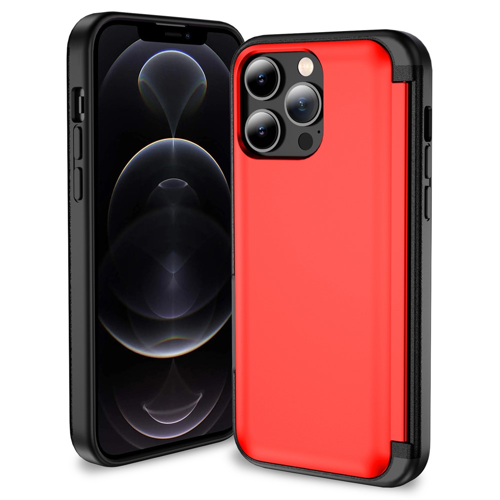 For iPhone 12 Pro 6.1 inch / 12 6.1 inch Cell Phone Case Flip Kickstand TPU+PC Cover - Red