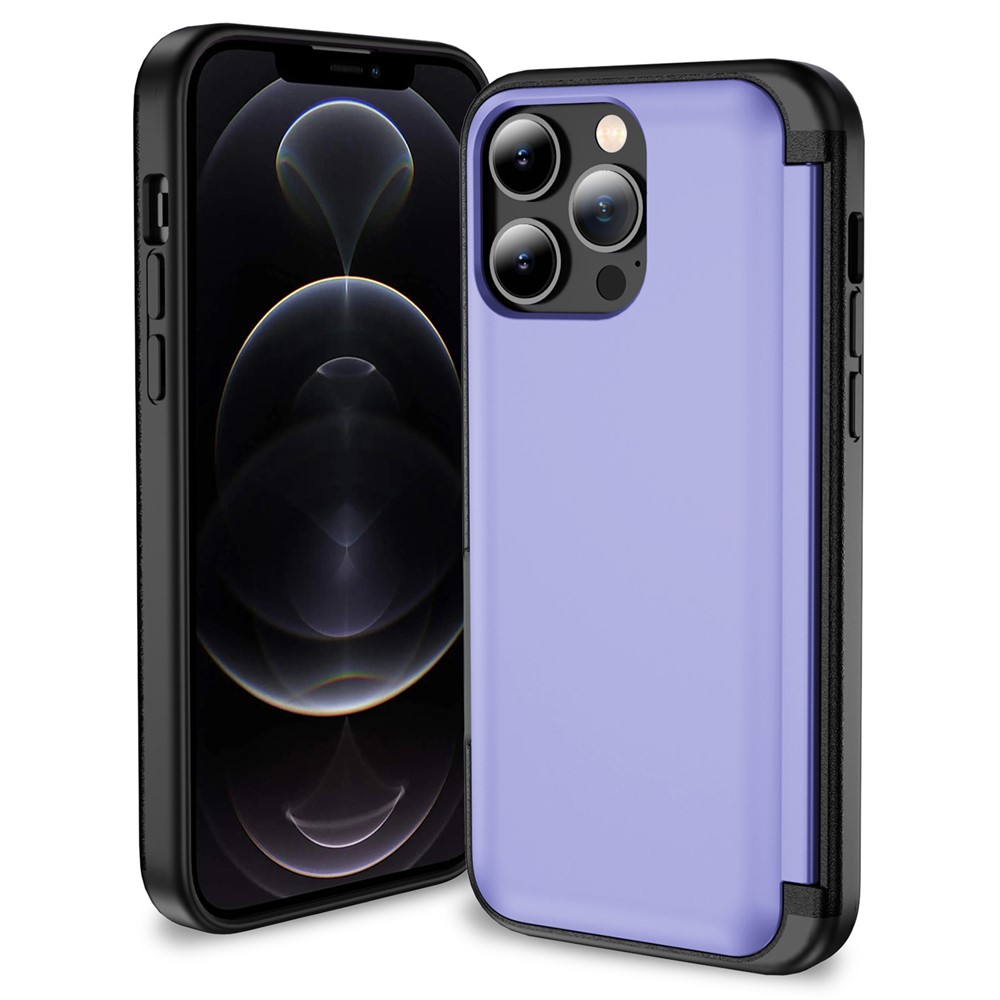 For iPhone 12 Pro 6.1 inch / 12 6.1 inch Cell Phone Case Flip Kickstand TPU+PC Cover - Light Purple