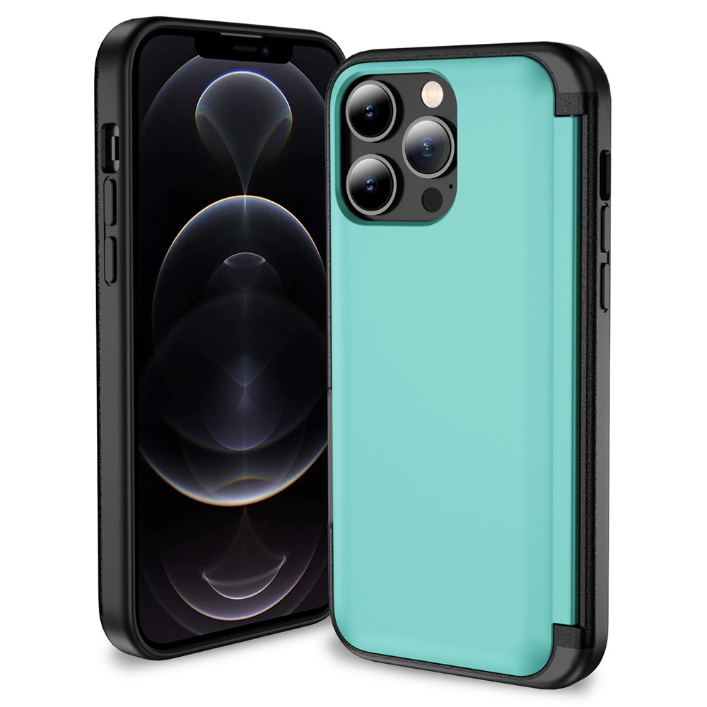 For iPhone 12 Pro 6.1 inch / 12 6.1 inch Cell Phone Case Flip Kickstand TPU+PC Cover - Cyan