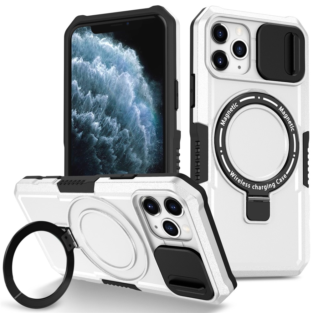 For iPhone 11 Pro Case Compatible with MagSafe PC+TPU Camera Protection Phone Cover - Black / White
