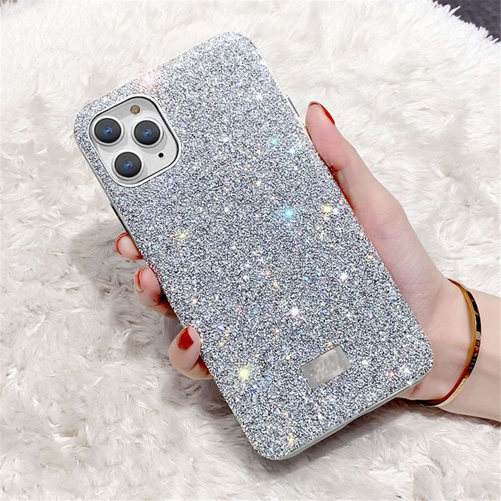 VESCENT For iPhone 11 Pro Case PC+TPU Hot Press Molding Glitter Anti-drop Phone Cover - Grey+Silver