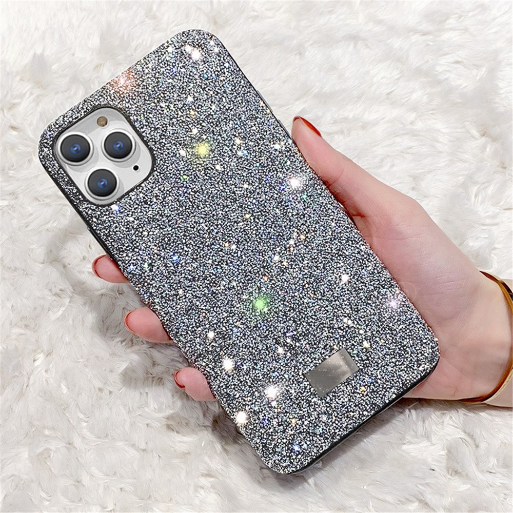 VESCENT For iPhone 11 Pro Case PC+TPU Hot Press Molding Glitter Anti-drop Phone Cover - Black+Silver