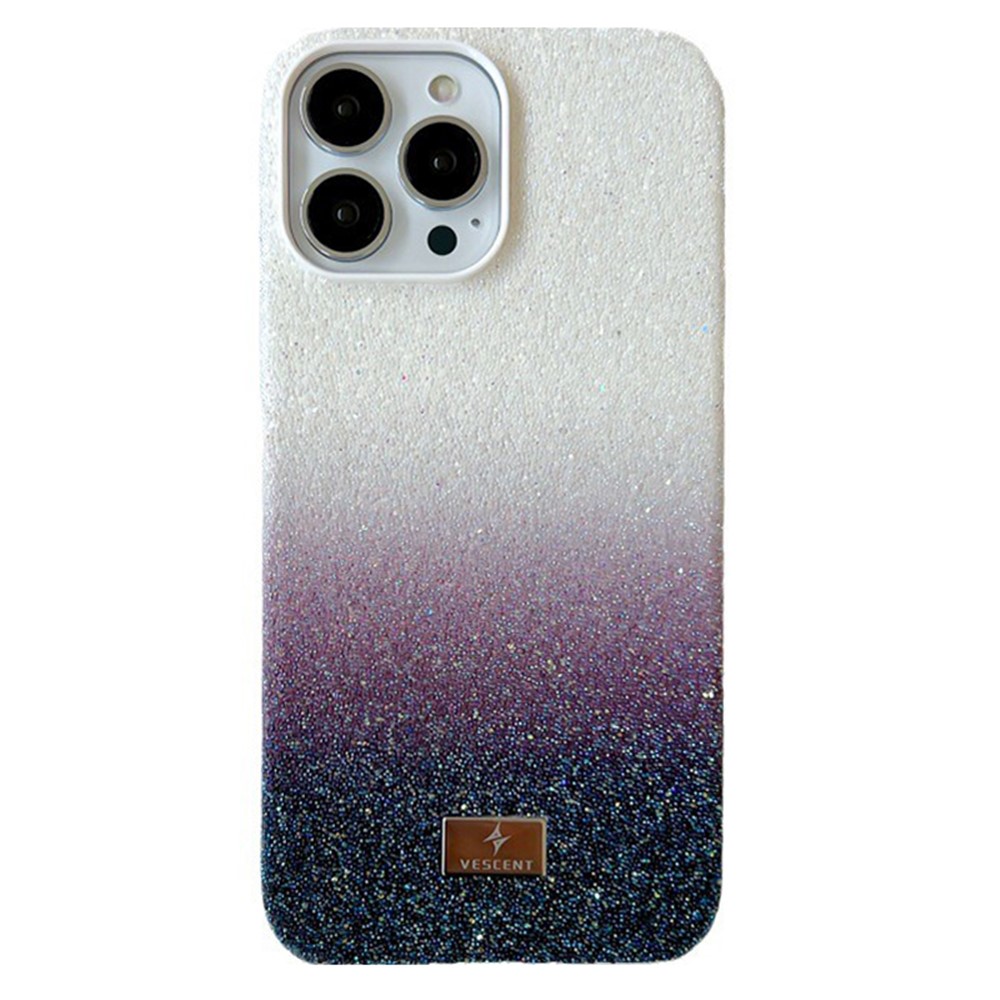 VESCENT For iPhone 13 Pro Max Cover PC+TPU Glittery Powder Gradient Color Phone Case - Black