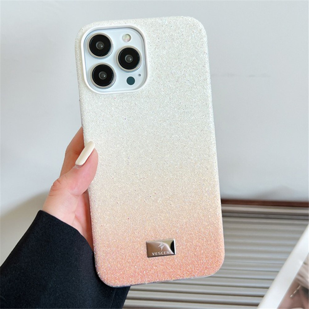 VESCENT For iPhone 13 Pro Max Cover PC+TPU Glittery Powder Gradient Color Phone Case - Gold