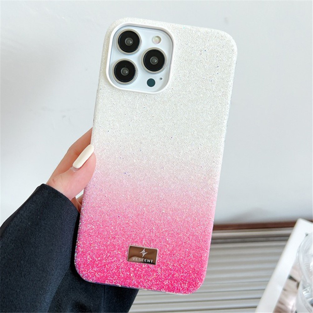 VESCENT For iPhone 13 Pro Anti-drop Cover PC+TPU Glittery Powder Gradient Color Phone Case - Pink
